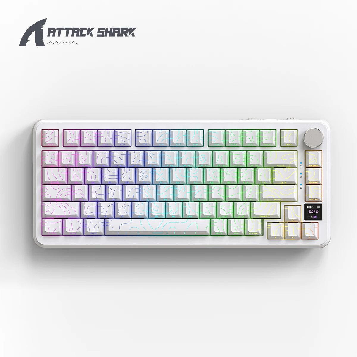 attack-shark-x85pro-tastiera-meccanica-wireless-schermo-a-colori-intelligente-con-manopola-in-lega-struttura-gasket-hot-swap-full-key-win-mac