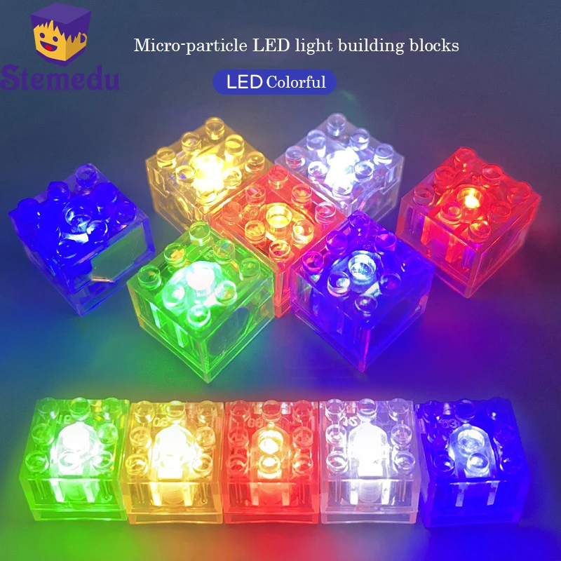 

MOC 3*3 Dot LED Light Up Colorful Lights Accessories Compatible with Small Blocks Building Light DIY Construction Creative Toys