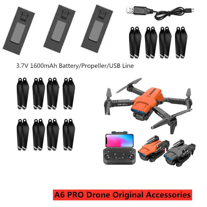 A6 PRO Remote Control Quadcopter RC Drone Spare Parts 3.7V 1600MAh Battery/Propeller/USB Line