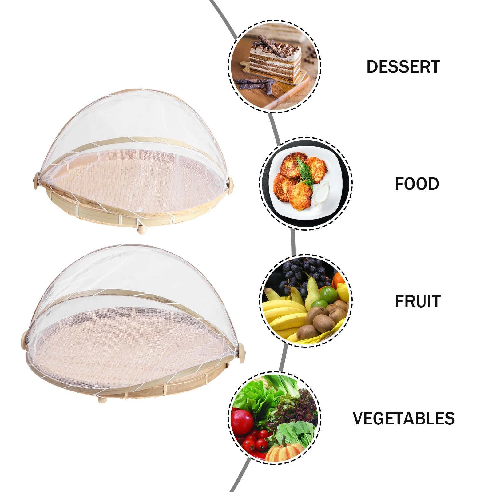 

2PCS Bamboo Baskets 30cm 36cm Circular Bread Basket Household Storage Basket Household Kitchen Bar Bamboo Sieve EcoFriendly