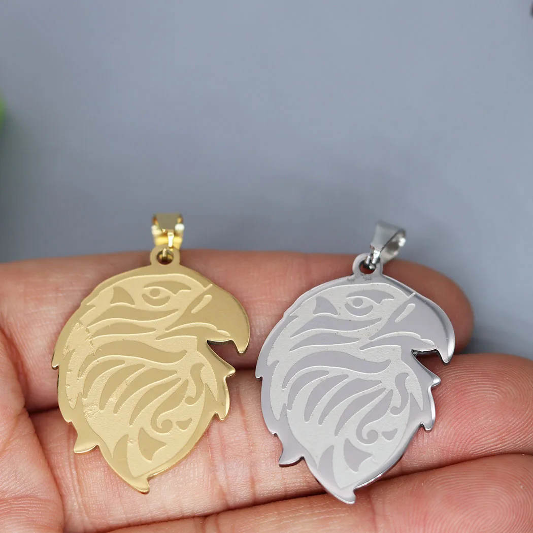 2PCS Real Gold Plated Stainless Steel Animal Eagle Head Punk Charm Pendant Jewelry Making Necklace Craft Findings DIY Accessorie