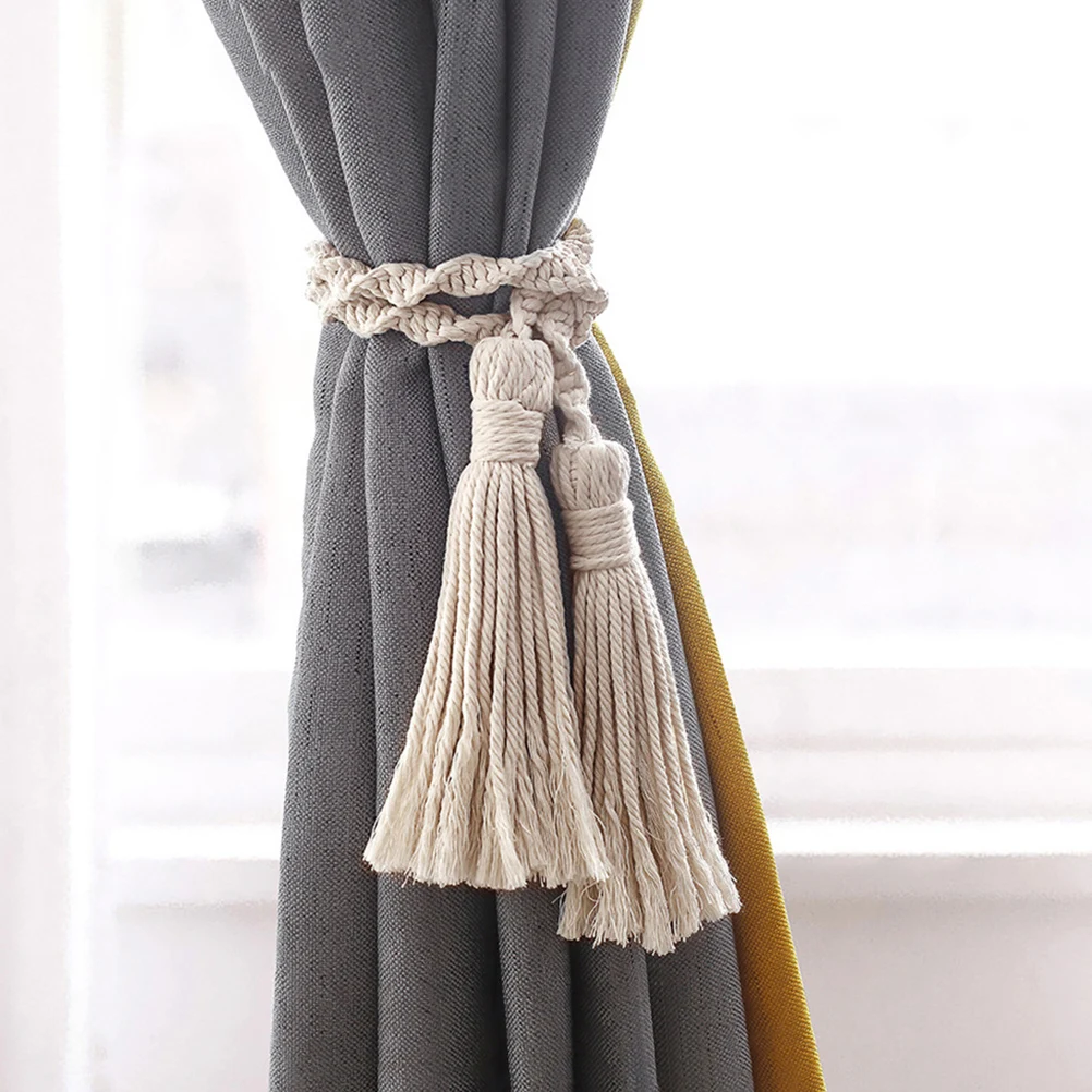 

2 Pcs Tieback H Woven Curtain Holdback Decorative Rope Creative Curtain Fixing Supply Tieback Curtains Fixing Supply