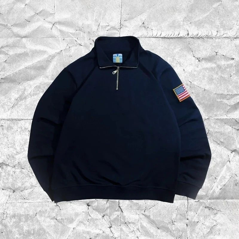 Bluza z kapturem Y2K Retro Quarterzip z haftem, amerykański styl vintage, old money, casual, streetwear, unisex, oversize, kurtka/płaszcz