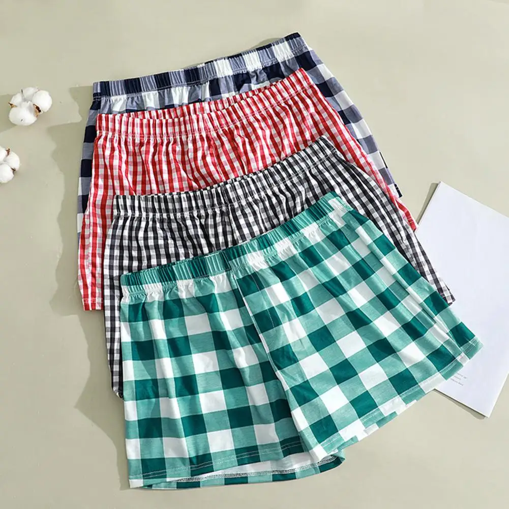 Comfortable Shorts Plaid Print Pajama Shorts Comfortable Sleepwear for Women Men Elastic Waist Lounge Bottoms Loose Fit Style