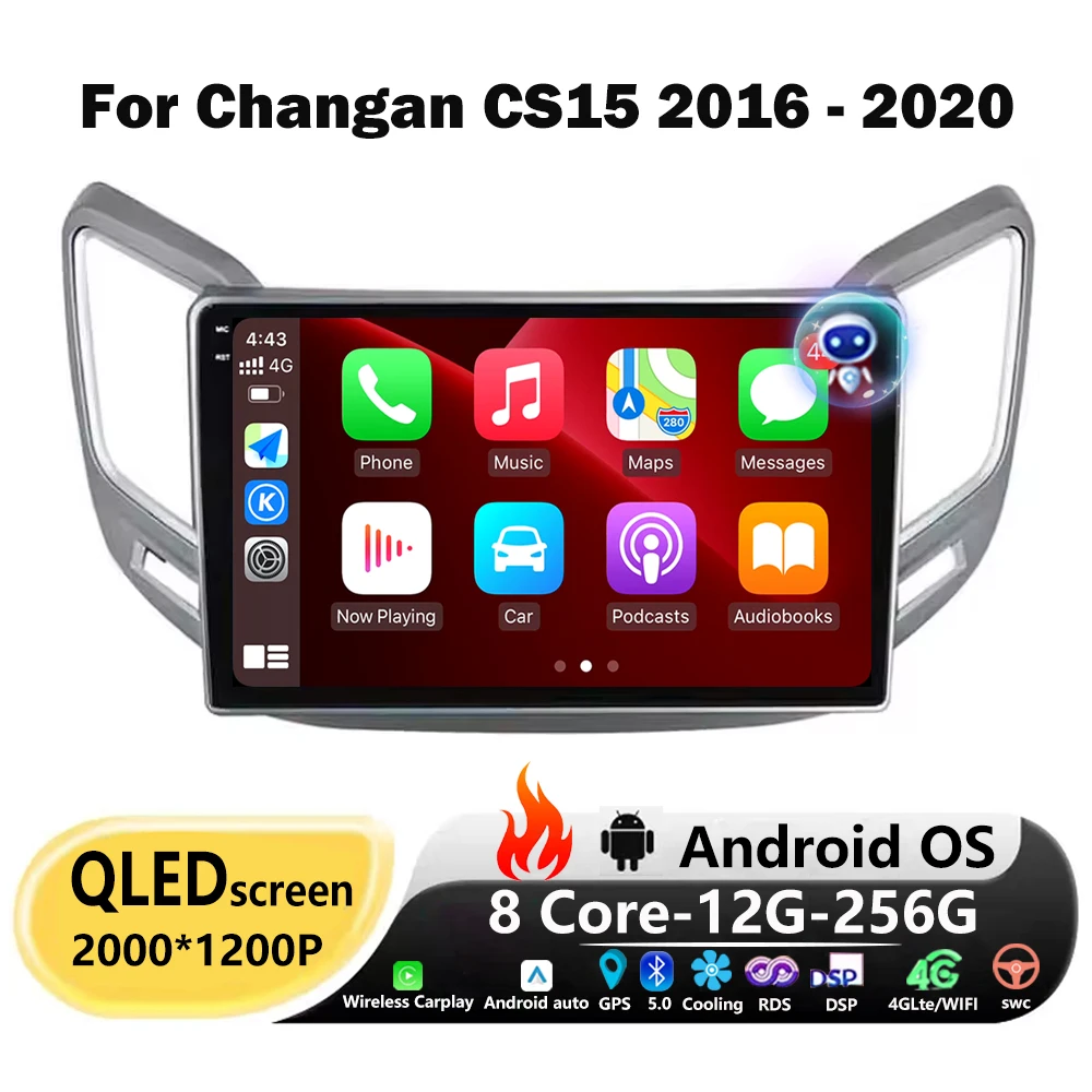 

Car Radio Multimedia Video Player GPS Navigation Stereo For Changan CS15 2016-2020 Android 16 Auto Carplay Bluetooth DSP 4G WIFI