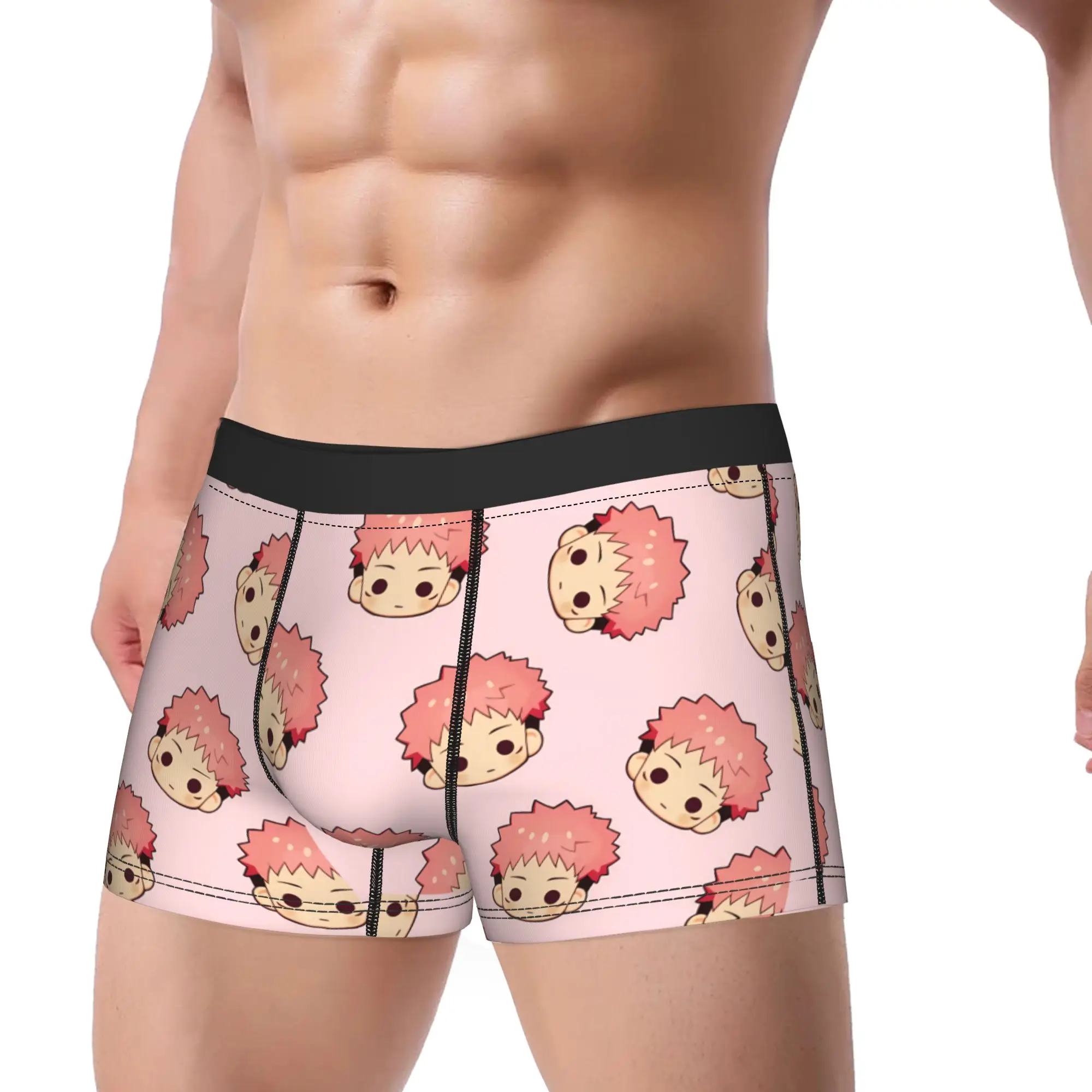 Yuji Itadori   Portrait Underwear Jujutsus Kaisens Men's Panties Pattern Classic Boxer Shorts Trenky Shorts Briefs Plus Size