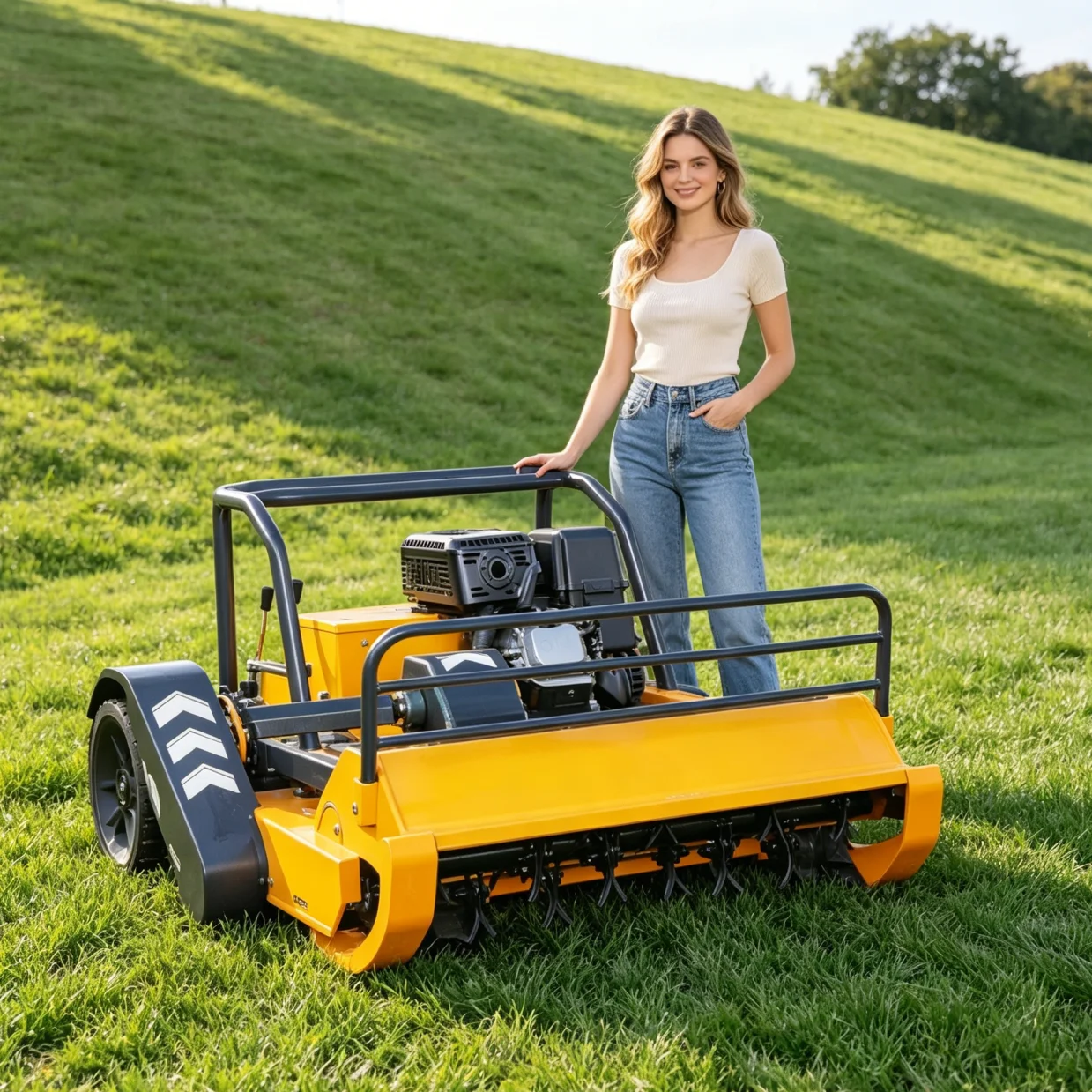 

Customized Petrol Flail Mower Remote Control Lawn Mower Low Fuel Consumption Long Working Time Heavy Duty Grass Cutter for Comme