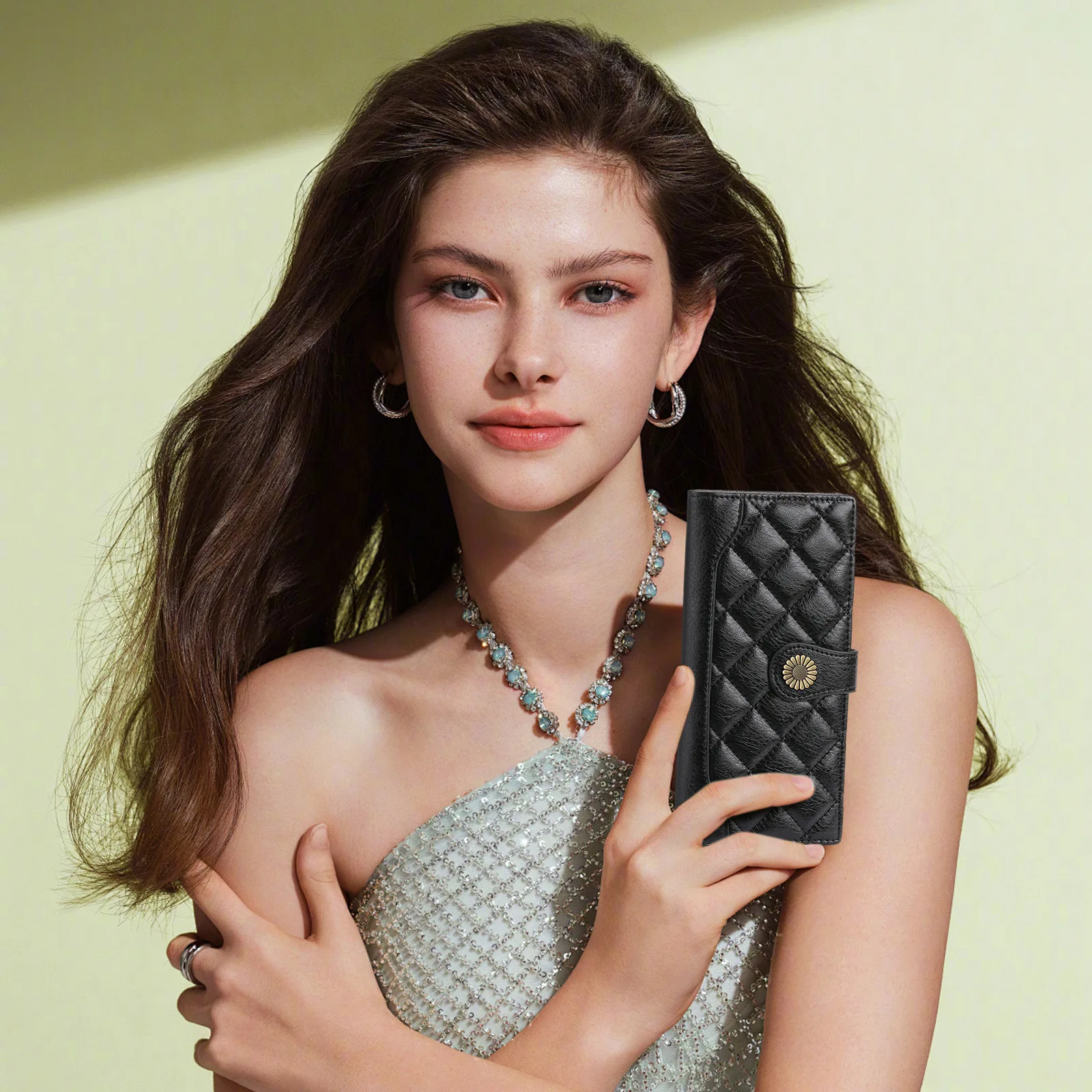 المرأة محفظة جلدية امرأة فاخرة محافظ طويلة موضة النساء المحافظ أكياس المال 2025 حقائب اليد النسائية محفظة بطاقات حامل