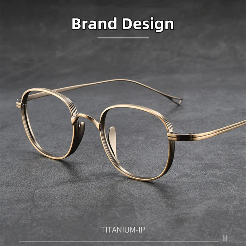 Pure Titanium Brand Design Glasses Frame Men Retro Round Prescription Eyeglasses 2022 New Vintage Photochromic Reading Glasses