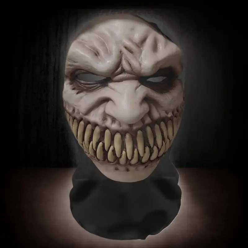 3D Printed Halloween Ghost Face Mask, Stretchable Mesh Full Face Creatures Headpiece Cosplay Party Props