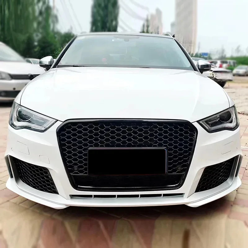 RS3 Style Front Bumper Kit With Grille Front Lip Fit A3 S3 8V 2013 2014 2015 2016 view 6