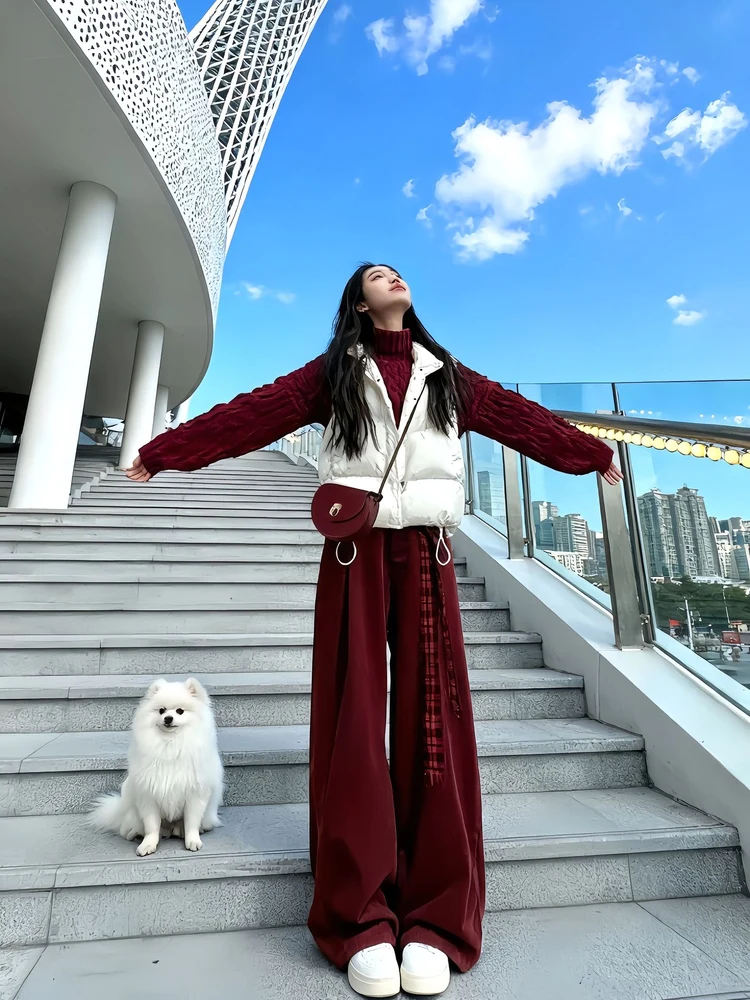 Faionable Plus Size Set da donna Inverno 2026 New College Sle Vest Pantaloni a gamba larga Tee Piece Casual Lazy Sle Ensemble