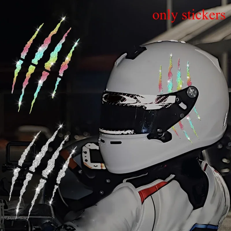 

1PC Imitation Diamond Glitter Ghost Claw Motorcycle Helmet Sticker Waterproof Decal for Motorbike Front Fairing Scooter Boat