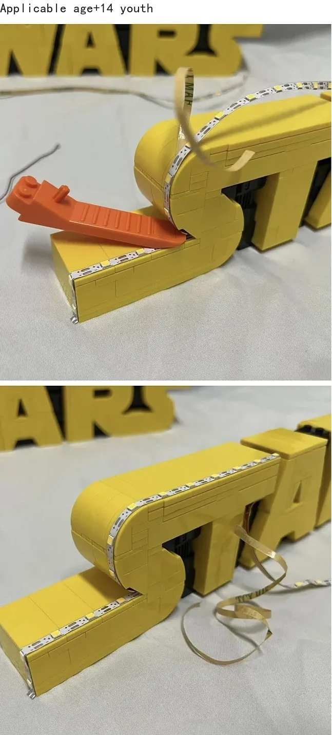 شعار MOC Cosmic Battle (إضاءة LED فقط)، زخارف ثلاثية الأبعاد للرجال والنساء والأطفال ألعاب مكعبات مجمعة هدايا عيد الميلاد 75407