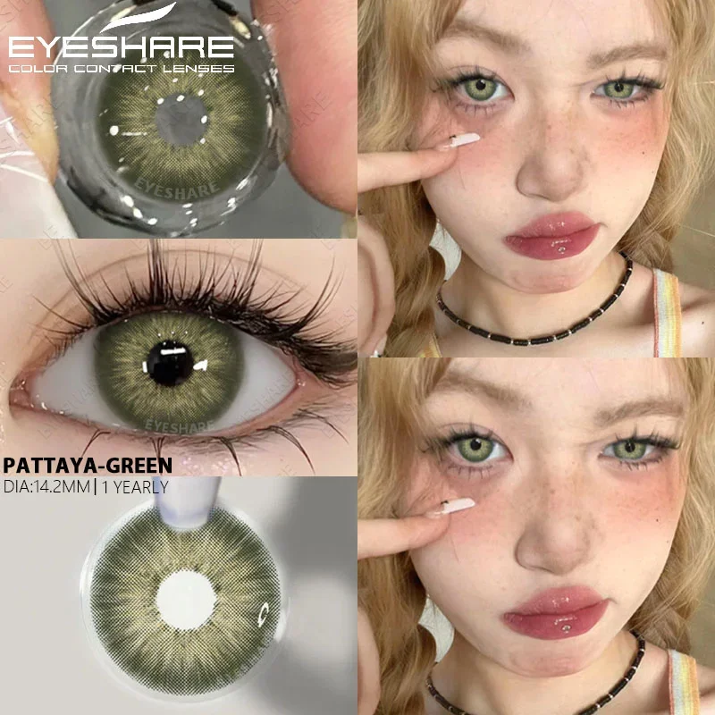 EYESHARE 2pcs Myopia Color Contact Lenses for Eyes Gray Pupils with Diopters Blue Eye Lenses Brown Natural Lenses Green Eye Lens