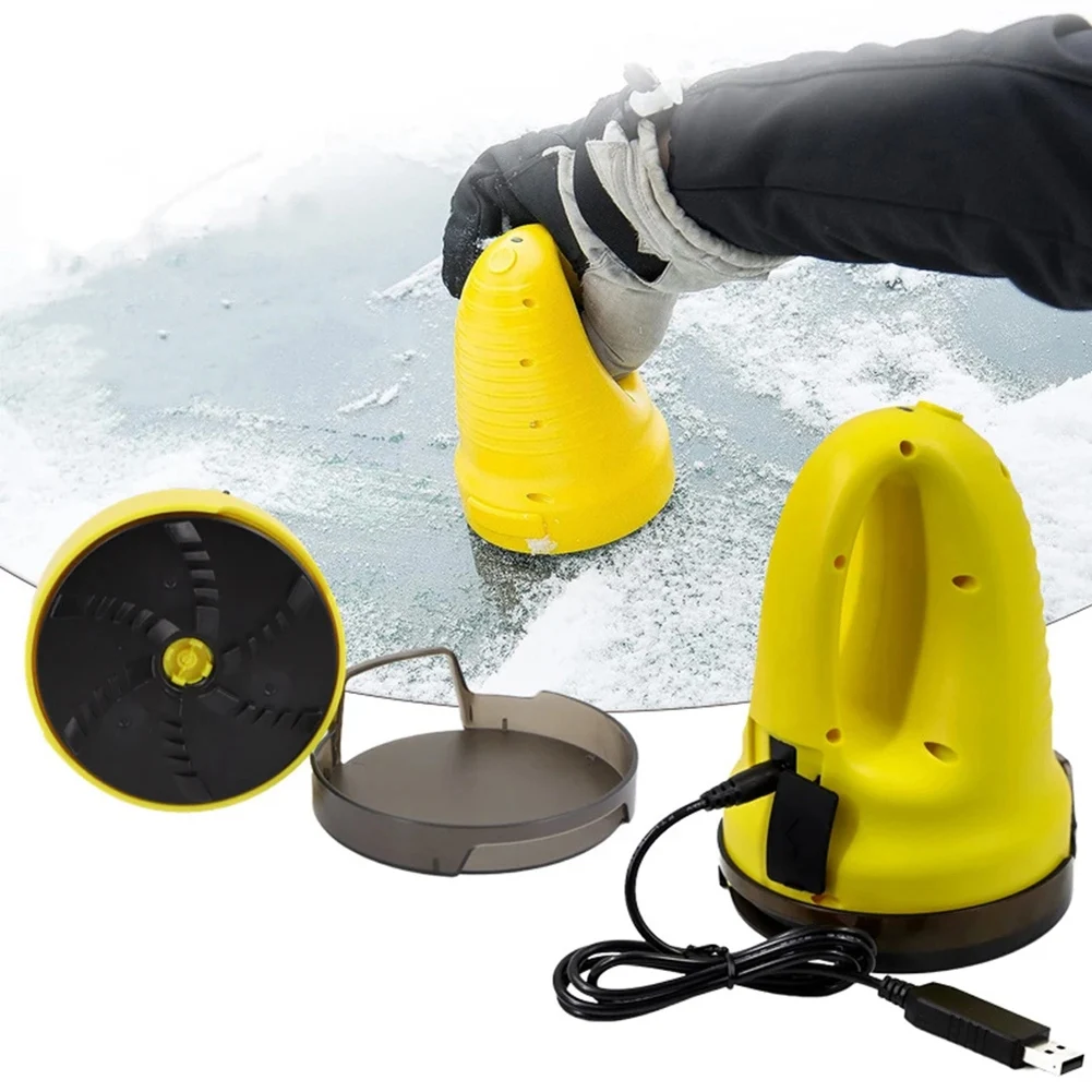 USB Charging Car Ice Scraper Auto Electric Heated Snow Removal Windshield Glass Defrost Cleans Tools 1 Piece Grey-A74F