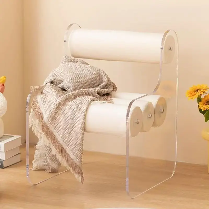 

eq-Custom Modern Design Reclining Fabric Stool with Acrylic Backrest Single Casual for Bedroom Home Office Hotel Living Room%