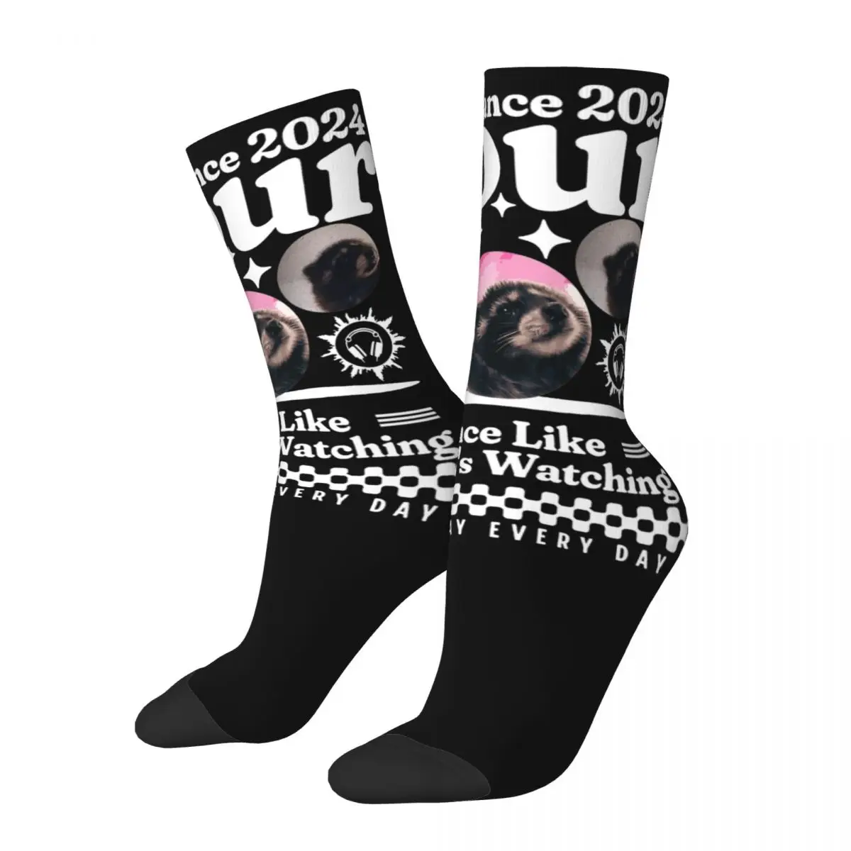 Pedro Dancing Raccoon Merch Crew Socks Breathable Cute Animal Graphic Crew Socks Cute for Womens Best Gift Idea