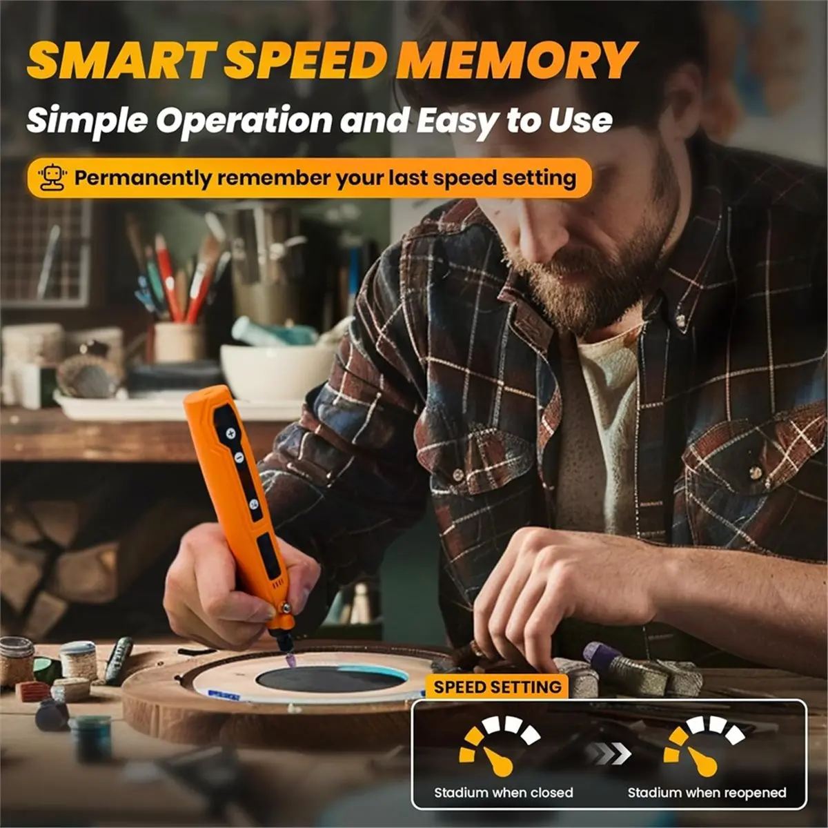 PHONE&GEAR Mini Cordless Rotary Tool, 8-Speed USB Charging with Accessories for DIY Crafts