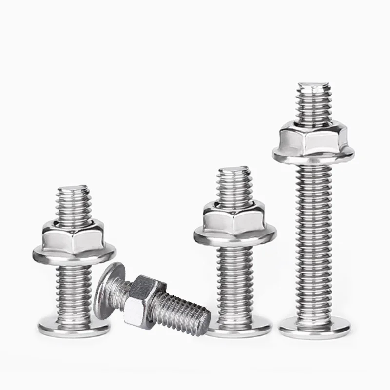 304 Edelstahl CM Ultradünne Kreuzschlitzschrauben mit großem Flachkopf, Flanschmuttern-Kombinationsschrauben, Muttern-Set M3-M6, 10-20 Stück – Detail 4