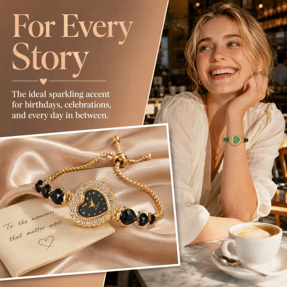 Adjustable Quartz Women's Watch Alloy Waterproof Heart-shaped Bracelet Watch Elegant Exquisite Sparkling Watch Dress Watch