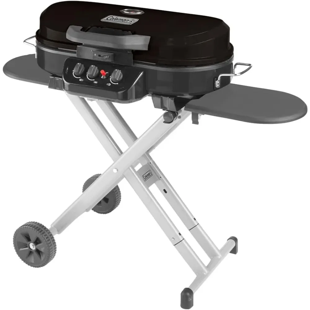 RoadTrip285 Portable Stand-Up Propane Grill,Gas Grill with3 Adjustable Burners&Instastart Push-Button Ignition;Great for Camping