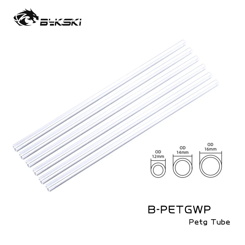 Bykski 6pcs/Lot Water Cooling Pipe PETG / PMMA / Frosted Acrylic Hard Tube OD12mm / OD14mm / OD16mm Transperant 50cm Length