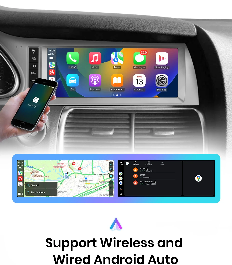 Junsun Kabelloses CarPlay und Android Auto Autoradio für Audi Q7 4L 2005-2015 MMI 2G 3G Intelligentes System Stereo 4G GPS-Navigation Multimedia-Player Touchscreen – Detail 8