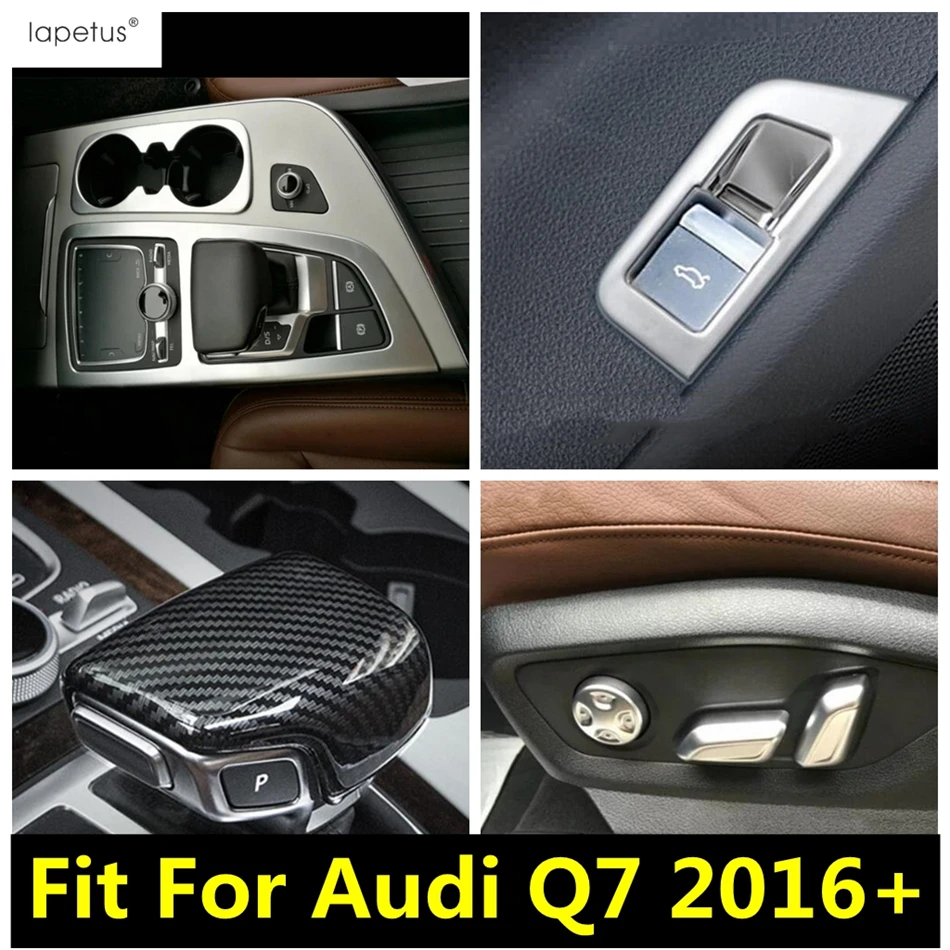 

Gear Shift Water Cup Holder Panel / Seat Adjust Button / Rear Door Button Cover Trim Matte Accessories For Audi Q7 2016 - 2019