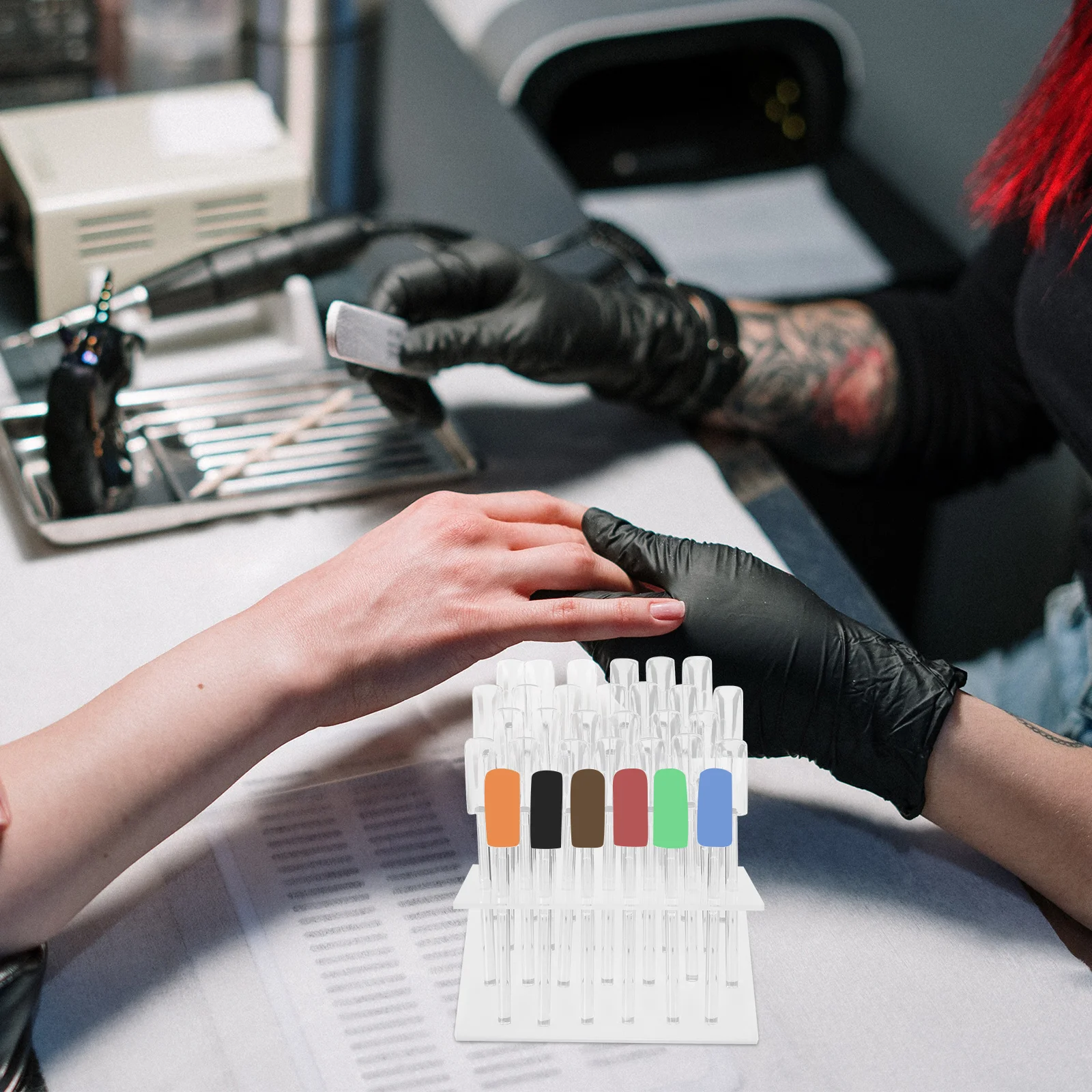 

1Set Premium Material Nail Art Storage Rack Simple Structure Multi-Slot Design Manicure Salon Accessories Tools