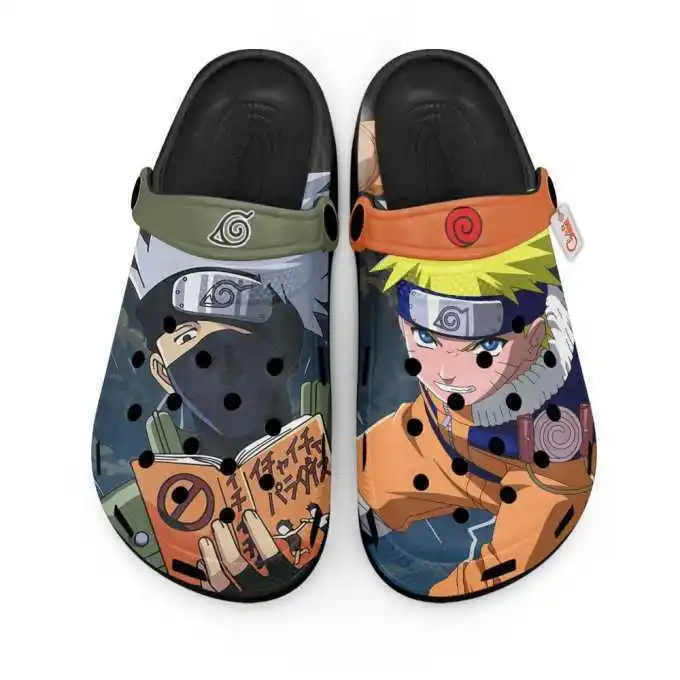 Pantuflas de Anime Cos Naruto Uzumaki, Sandalias de Verano Uchiha Sasuke, Zapatos Cómodos para el Hogar, Antideslizantes, para Uso Diario, Regalo para Actividades al Aire Libre