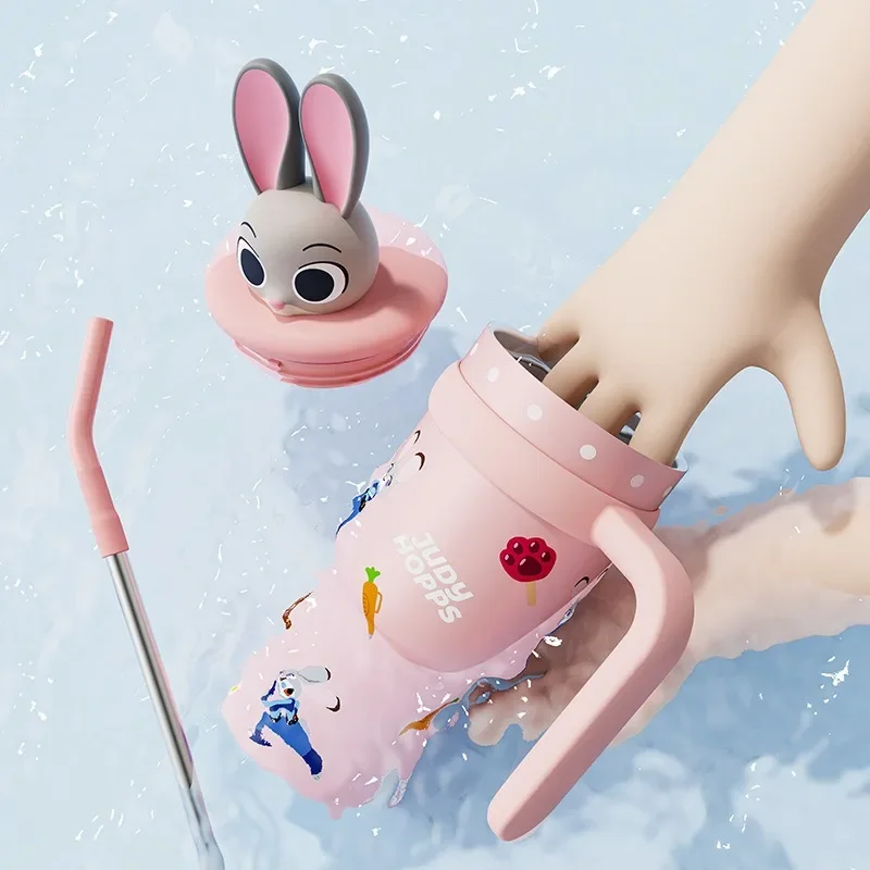 X&W Cartoon Thermos Cup Disney 700ML Stainless Steel Keep Cold and Hot Stitch Lotso Coffee Cup with Straw Portable Car Water Cup view 6