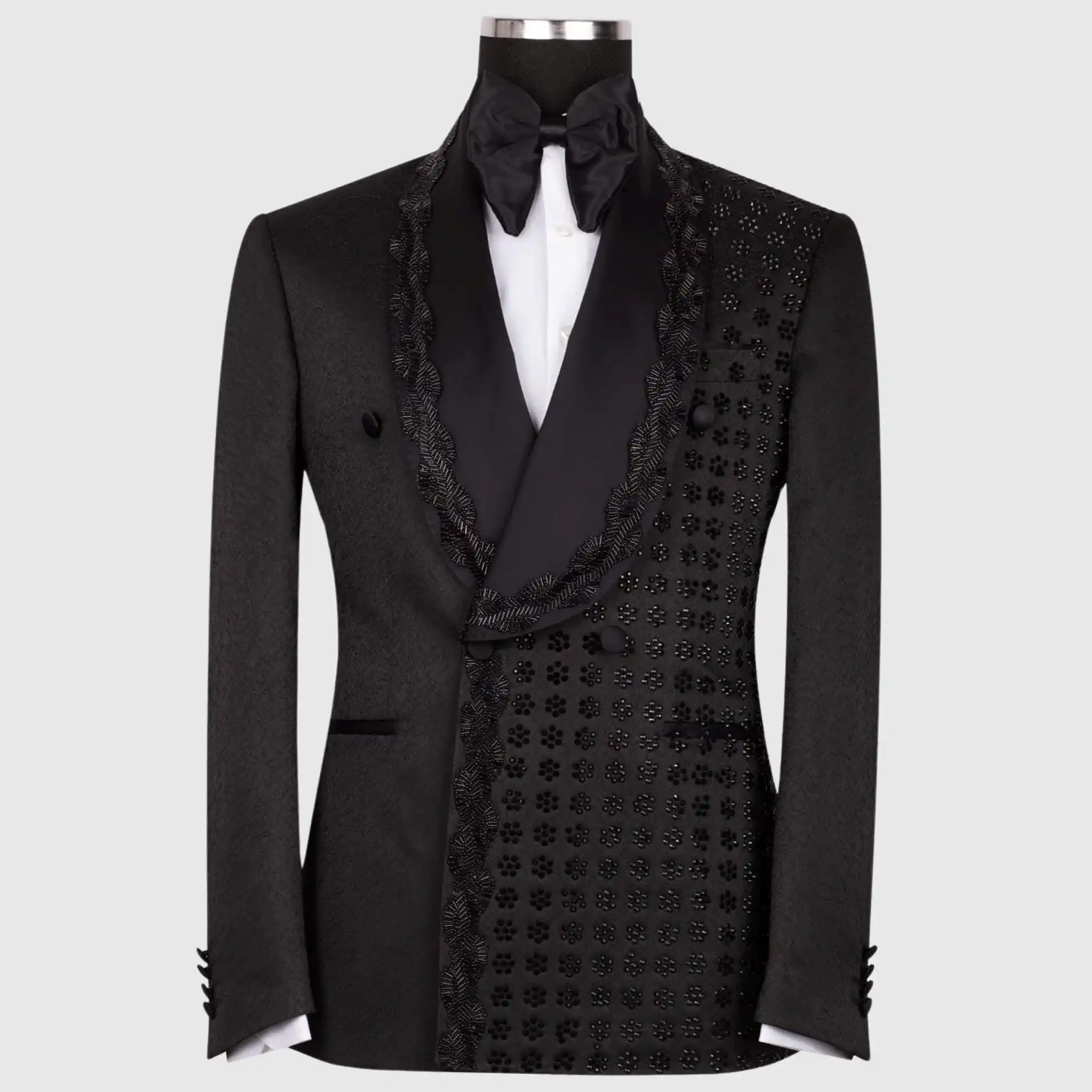 Luxury Appliques Men Coat For Wedding Shawl Lapel Double Breasted Slim Fit Overcoat Evening Party Custom Made Only Jacket
