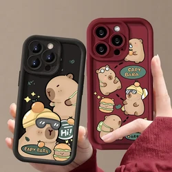 Cute Capybara Silicone Soft Phone Case For iPhone 16 15 14 13 12 11 Pro Max X XS XR 7 8 Plus SE 2020 Shockproof Back Cover
