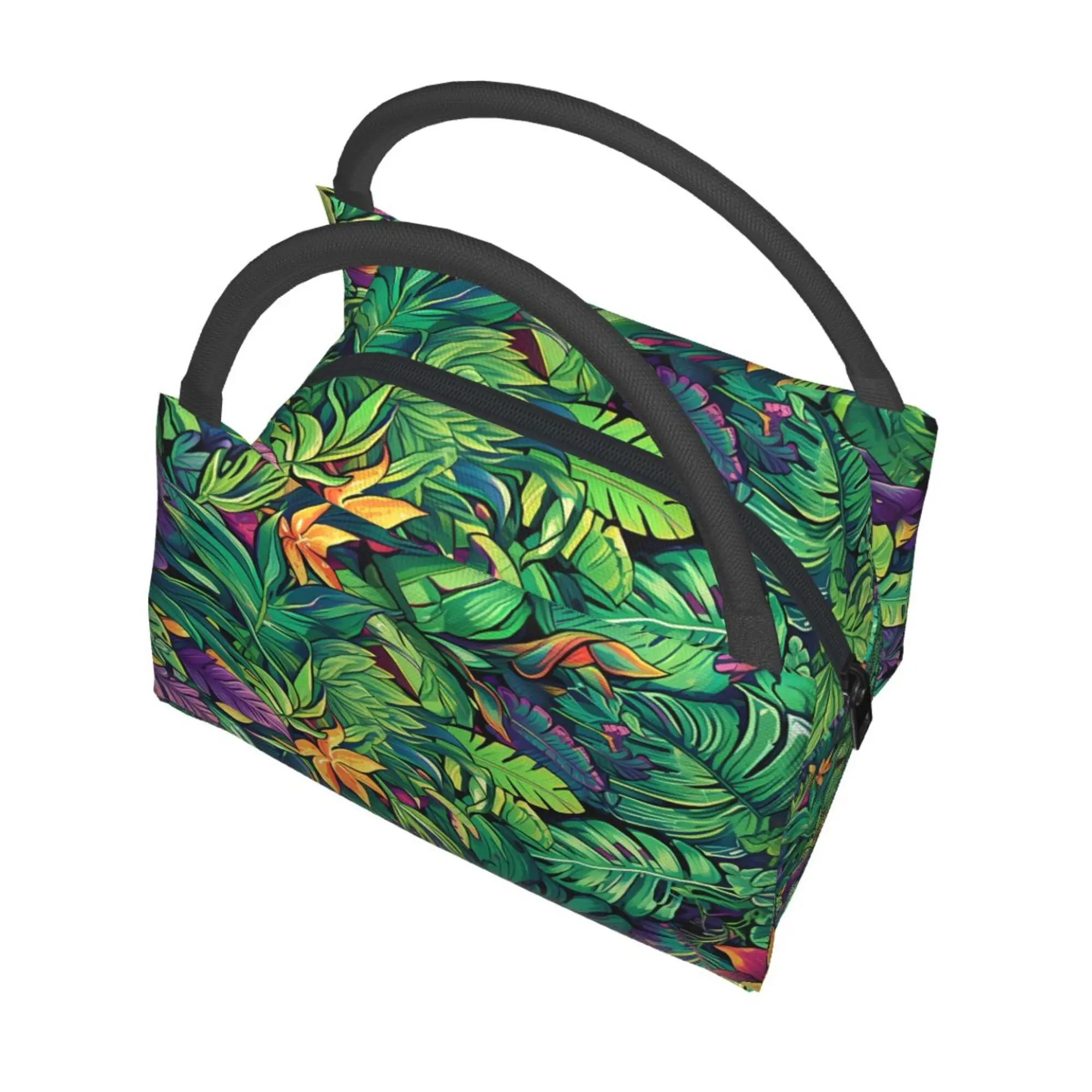 Tropical Floral Insulated Lunch Bag Reusable Portable Cooler for Camping Picnics Beach