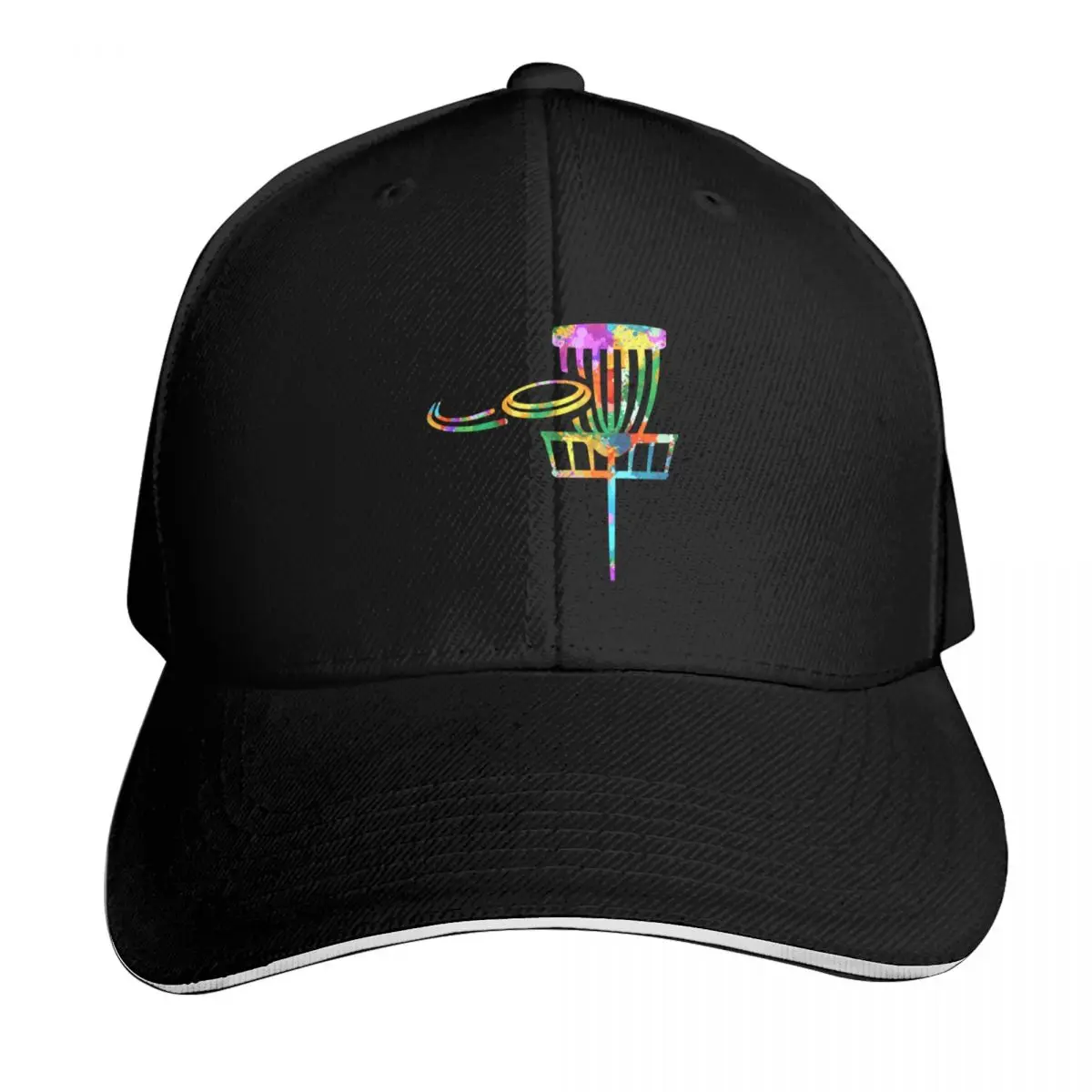 Disc golf Watercolor Color Baseball Cap Cotton Twill Breathable Contrast Two Tone Brim Snapback Flat Bill