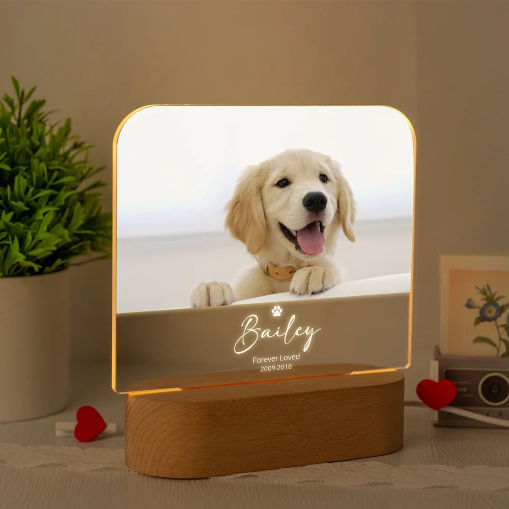 Pet Memorial Plaque Personalized Tribute Sign Custom Acrylic Pet Portrait Dog Loss Sympathy Keepsake Meaningful Remembrance Gift