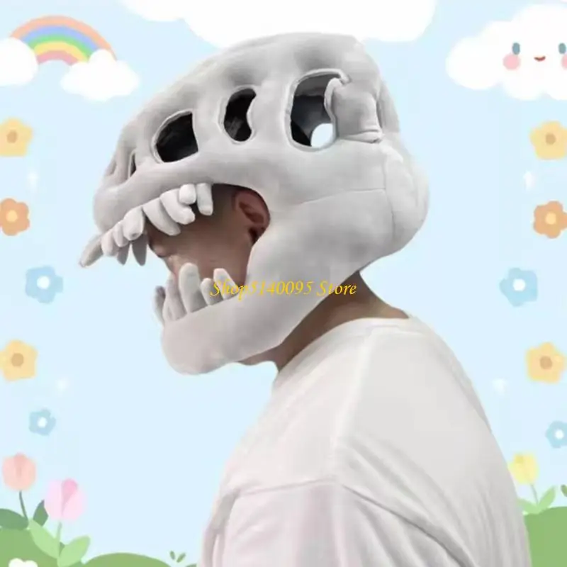 DXAE Popular Dinosaur Skull Headcover Hat for Kids and Adults Quick Zippered Headgear