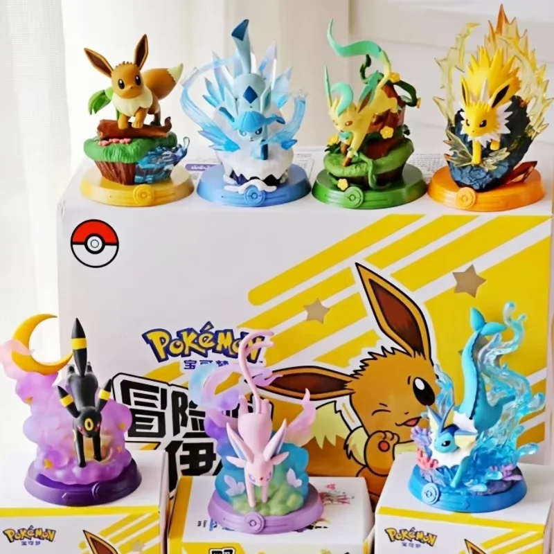 

Anime Pokemon Funism Original Adventure Eevee Family Suit Blind Box Jolteon Sylveon Action Figure Collection Model Kids Toy Gift