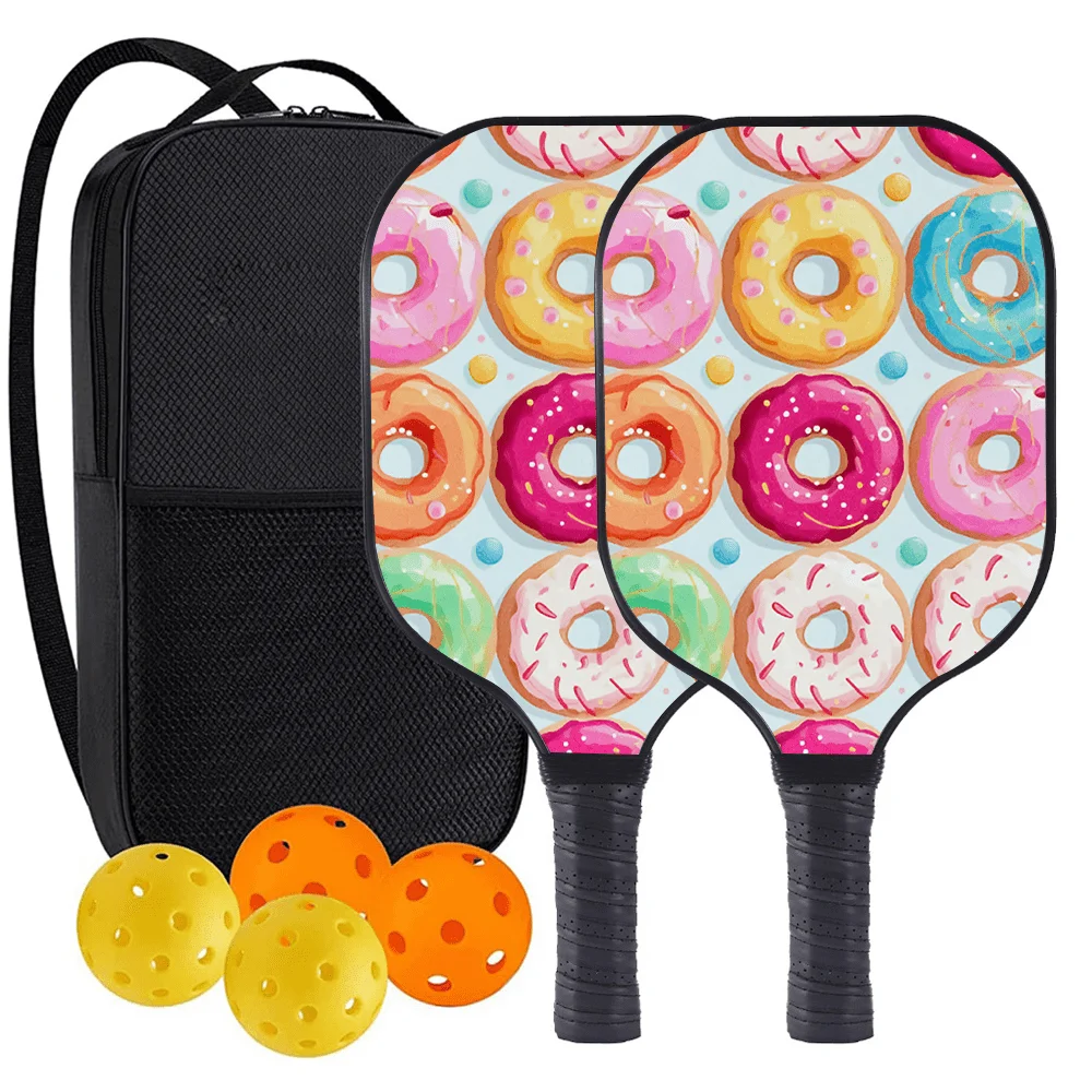 

Pickleball Paddles Set 2 Rackets 4 Balls with Bag Fiberglass Face Honeycomb Core Non-Slip Grip Sports Equipment
