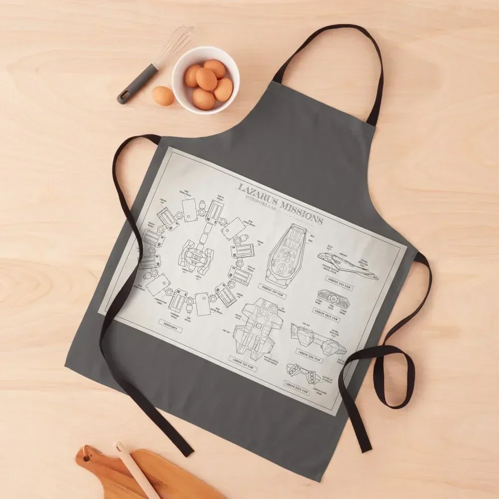

Lazarus Mission - Interstellar MovieBlueprint Light Ivory Apron For Kitchen Women Kitchen Front for women with pocket Apron