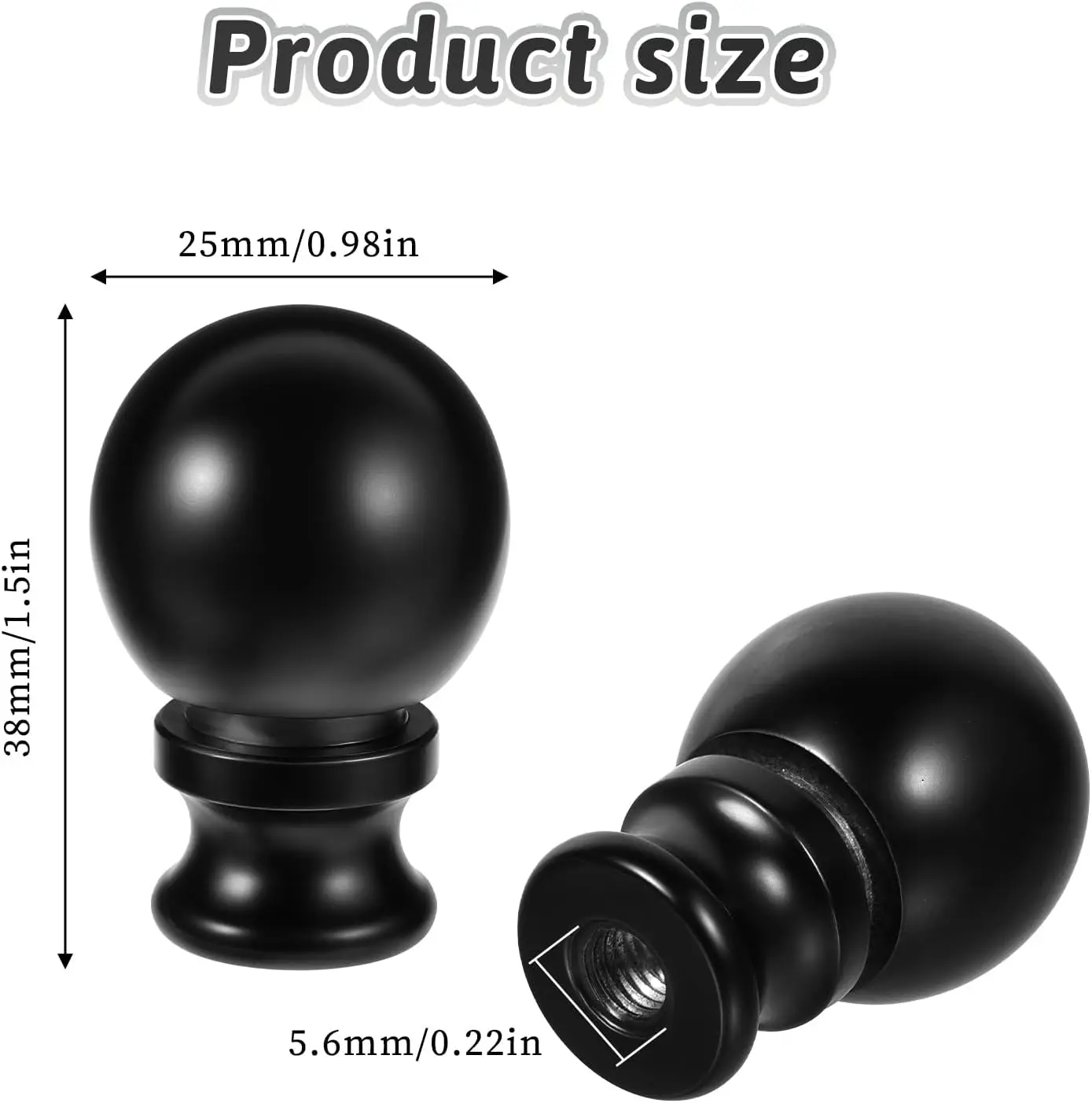 1-1/2インチランプフィニアルオイルラブドブラックボールノブシェード照明フィニアルフィニアルシェードフィニアルキャップノブデコ