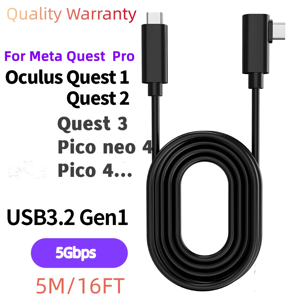 Link Kabel for Meta Quest Pro Quest3 USB 3.2 Gen1 Cable Data Transfer Quick Charge for Oculus Accessories VR Type C 3M 5M Cord