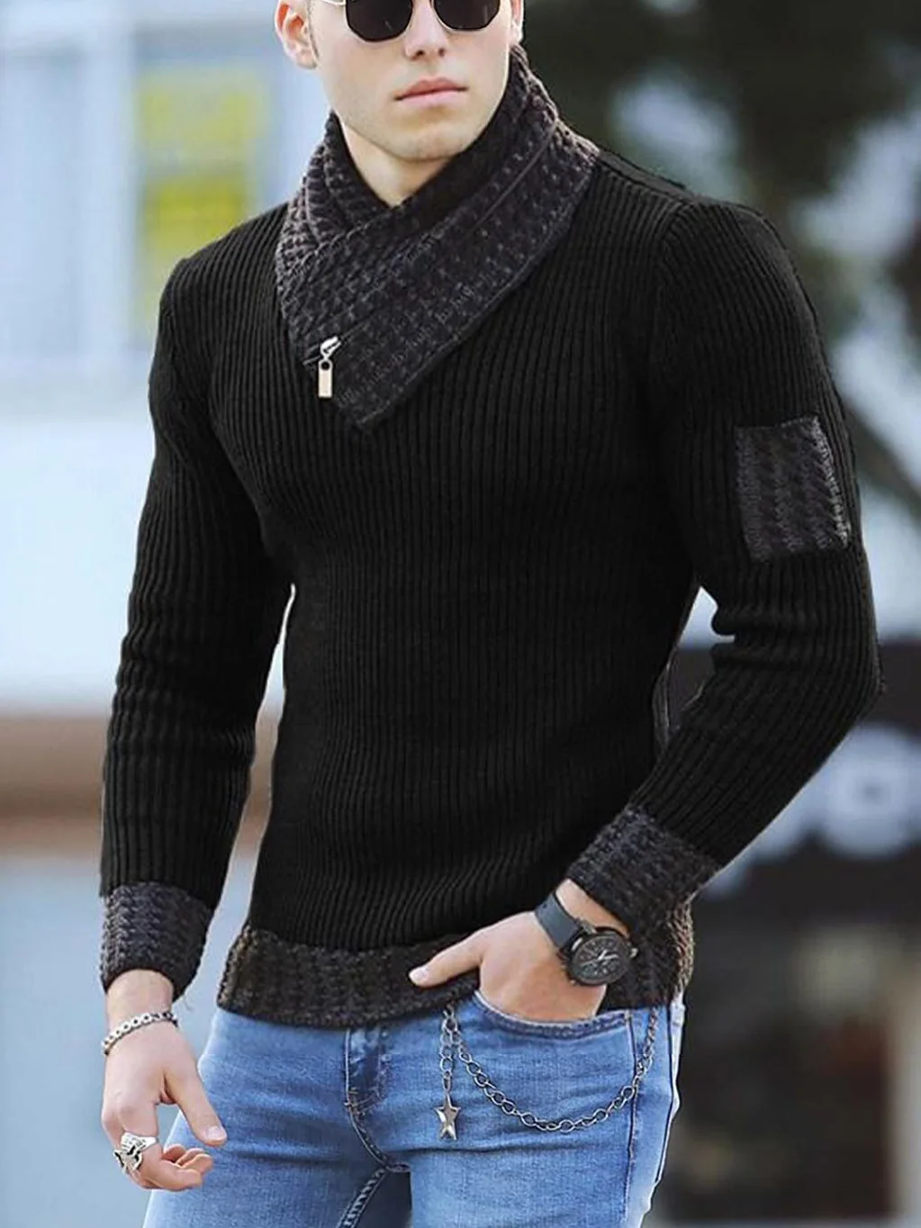 

Nice brand autumn winter men's autumn winter fashion trend slim fit high neck hooded Pullover large knitted sweater