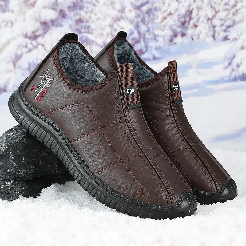 Winter New Low-top Warm Plush Thick Snow Boots Casual Thickened Cotton Shoes for Man Anti Slip Plus Size Waterproof Men's Boots