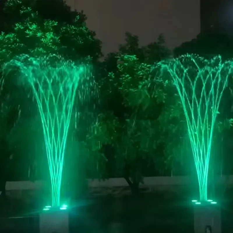 Stainless Steel Rotating Nozzle Garden Pond Music Fountain Integrated Numerical Control Glass Flower Basket Modern Design