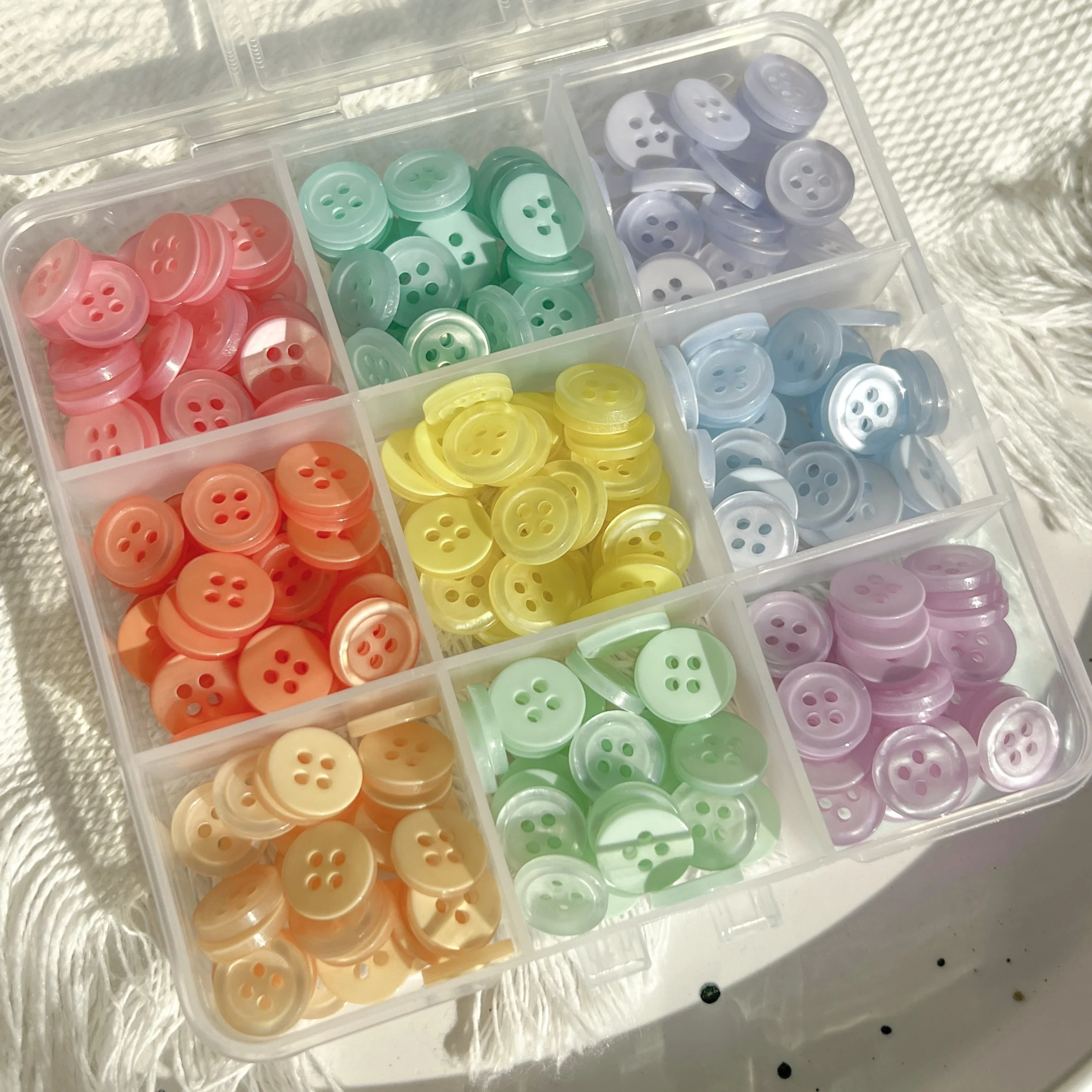 270PCS Colorful 10MM Resin Buttons Rotundity Household Handmade DIY  Buttons Sewing Supplies Clothing Accessories Material Box