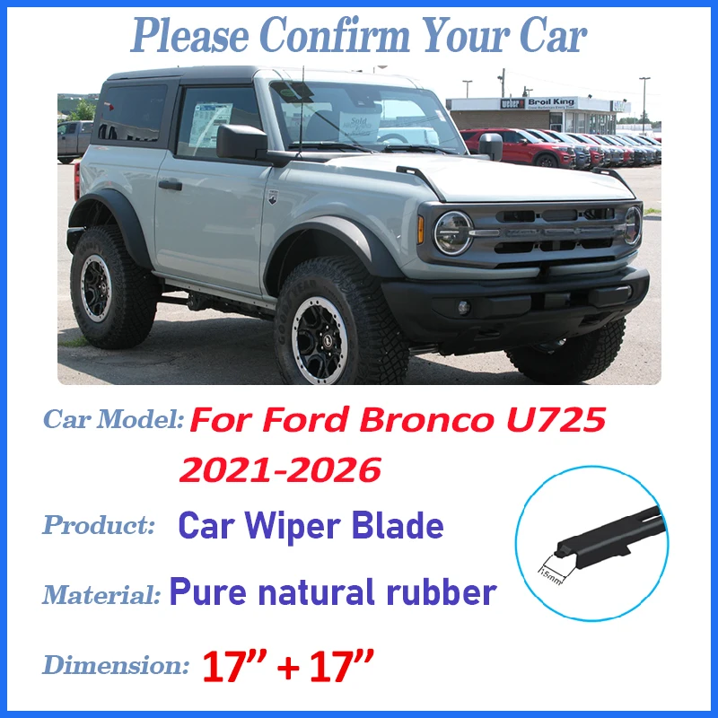 

Car Front Wiper Blades For Ford Bronco U725 MK6 Accessories 2 Doors 2021 2022 2023 2024 2025 2026 Windshield Windscreen Wipers