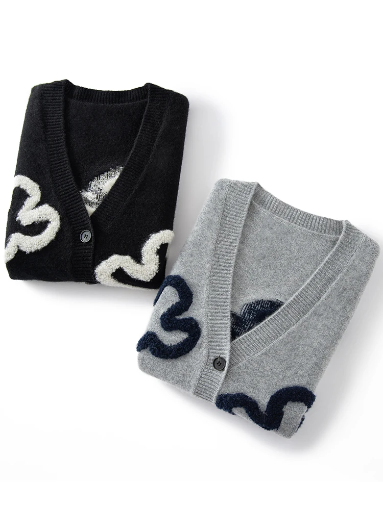 MEETCC Mulheres 100% Cashmere Floral Bordado Sem Mangas Pulôver V Pescoço Outono Inverno Camisola de Cachemira Colete Colete Macio