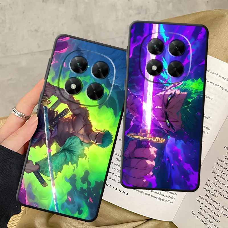 One Piece Creativity Zoro Case for Xiaomi Redmi Note 11s 13 14 Pro Plus 9 10 11 12 Pro 12s 9S 10S 7 8 Black Soft Phone Cover